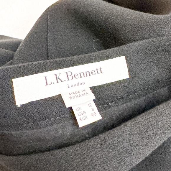 LK Bennett Black Straight Pencil Skirt Back Slit Fully Lined Size 8 - Picture 2 of 6